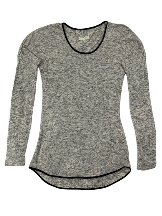 rag & bone Tops - Rag & Bone New York Marled Knit Scoop Neck Long Sleeve Black Trim Top Size S